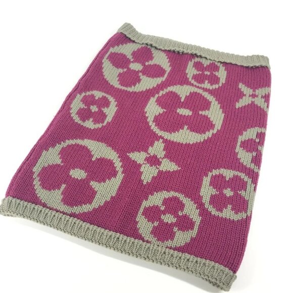 LOUIS VUITTON M72768 Monogram Snood Grand Floor Neck Warmer Scarf wool purple - Picture 1 of 16